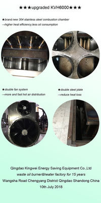 Máy sưởi đốt dầu thải thân thiện với môi trường KV 6000 Máy quạt kép tiêu thụ thấp
